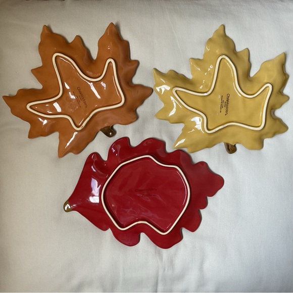 Chris Madden Ceramic Fall Thanksgiving Leaf Plates/Platters **Set of 3 - Picture 2 of 8